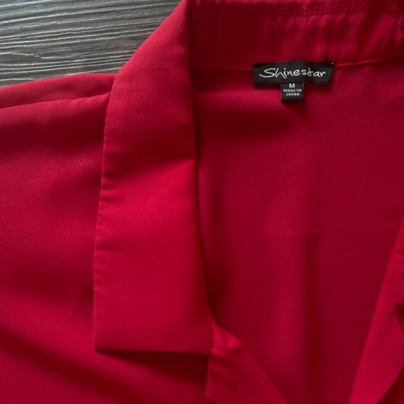 Button Up Red Blouse - Business Casual, Office - Picture 2 of 4